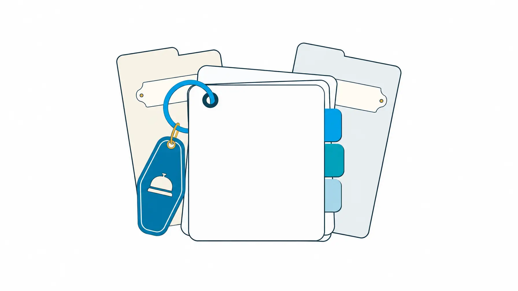 Customer experience software image showing a centered sentiment packet with issue-category tabs and competitor hotel context.