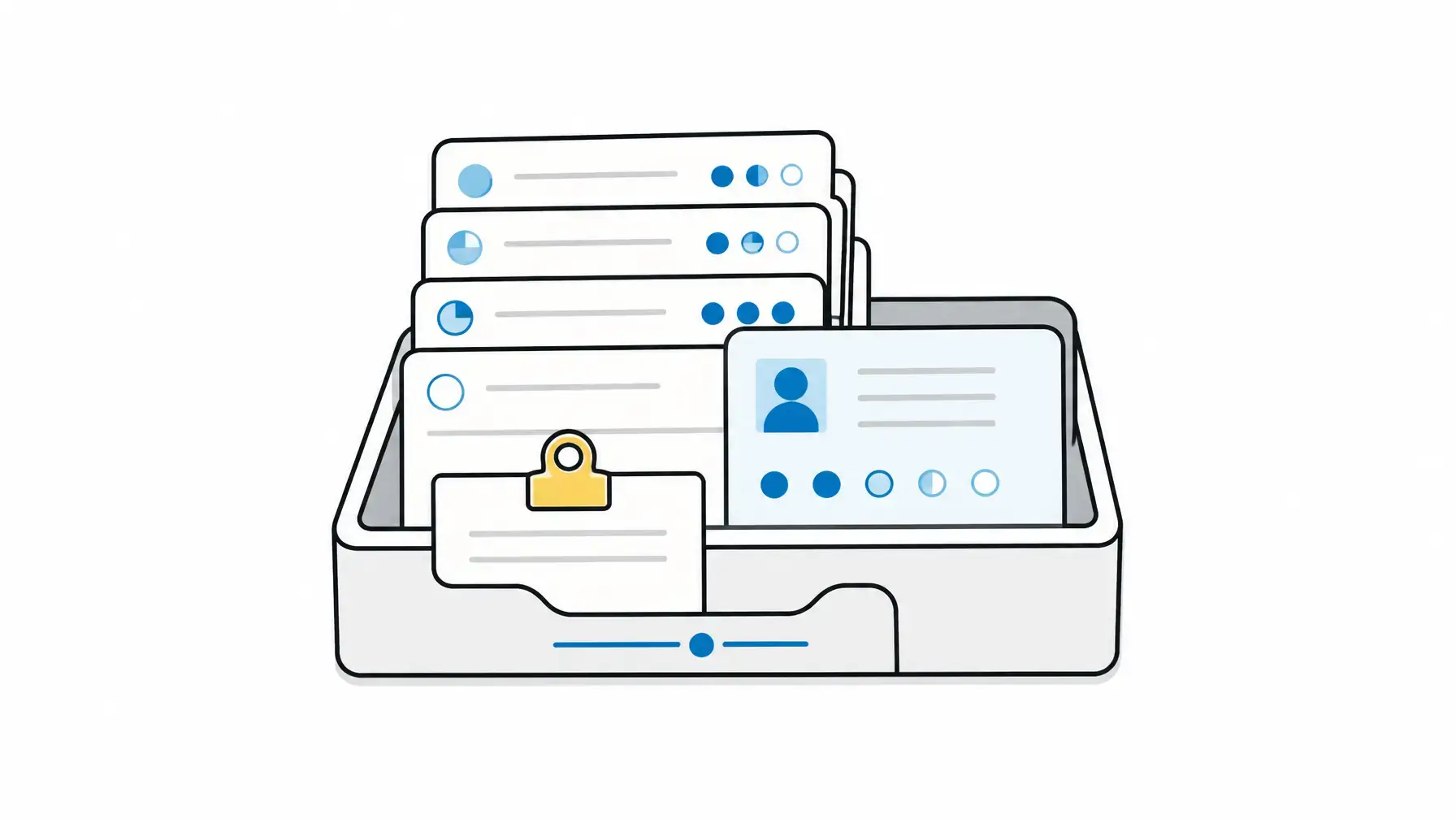 Hotel review management image showing a centered response coverage tray with abstract review slips and manager follow-up details.