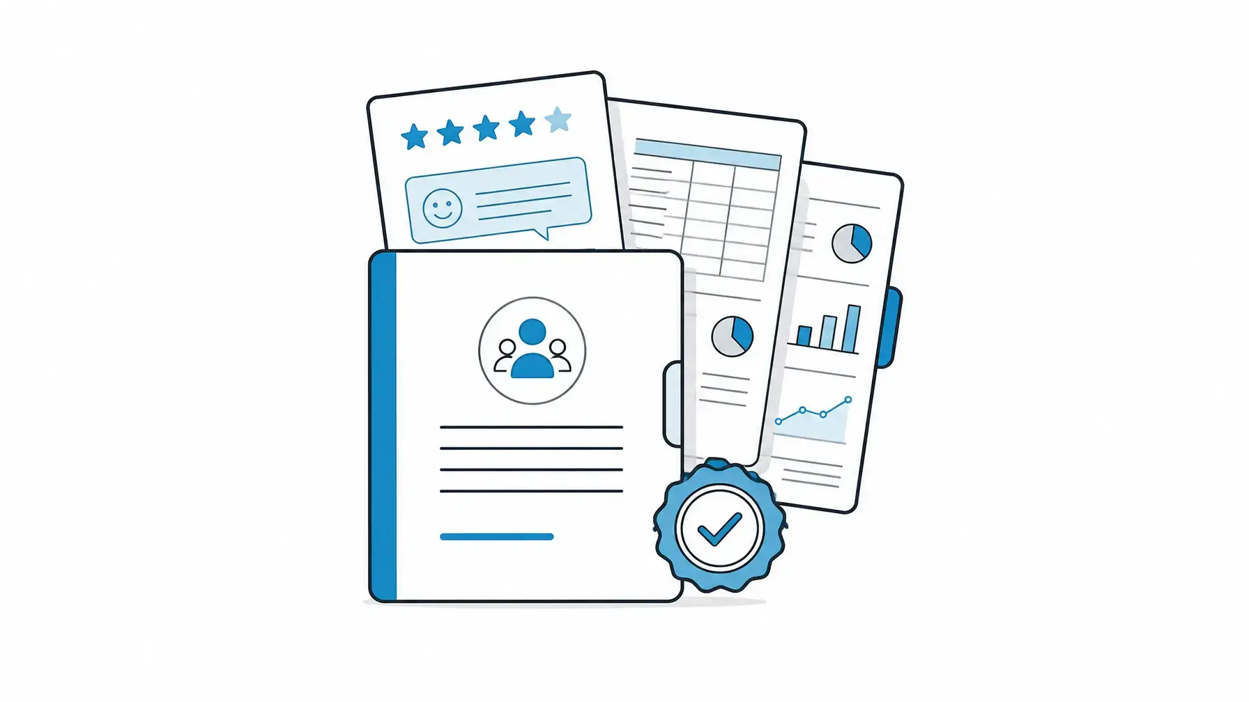Hotel review management image showing a centered owner action packet with guest feedback and finance-ready context.